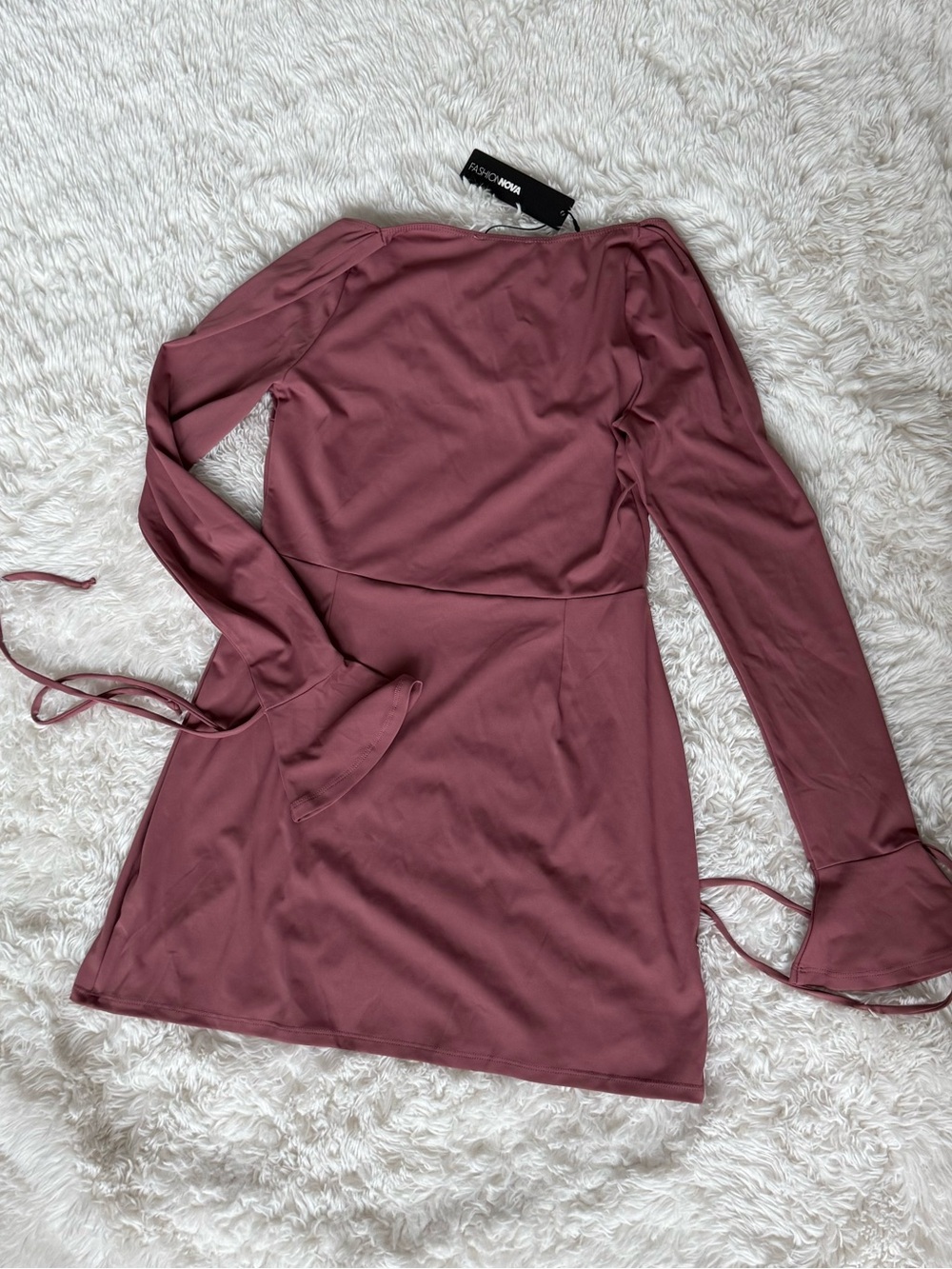 Fashion Nova Mauve Long-Sleeve Square Neck Tunic - Picture 2 of 4
